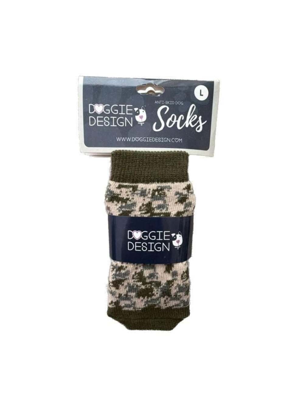 Doggie Design Camo Anti-Skid Dog Socks, Large
